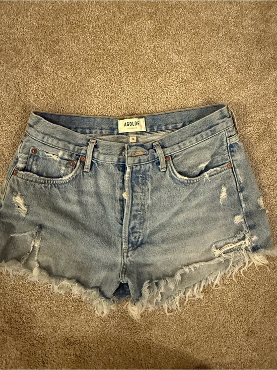 Agolde Pants - Agolde Light Wash Distressed Denim Cutoff Shorts